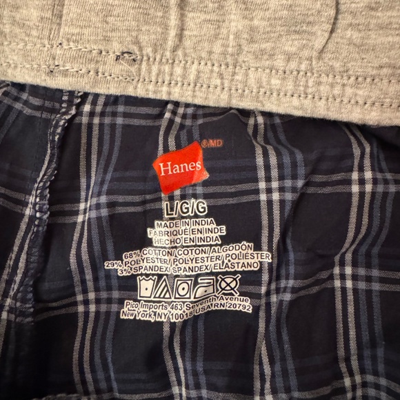 Hanes Men’s Blue Plaid Boxers with Pockets – Size L - Picture 5 of 5